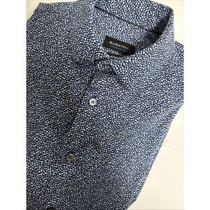 Bugatchi OoohCotton Tech 8-Way Stretch Shirt Men's M Blue Midnight LS Collar